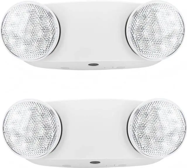 Main image of RMC LED Emergency Lights with Battery Backup, Two Head Adjustable Commercial Emergency Lighting, AC120-277V, Hardwired Emergency Exit Light Fixtures for Home and Business, ETL Listed, 2 Pack