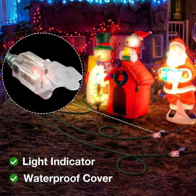 Alt view image 3 of 7 - 42FT Outdoor Extension Cord with Multiple Outlets, 1 To 3 Splitter Total 42FT(Max Length 30FT From End End), 16/3 SJTW Split for Halloween And Christmas Decoration, ETL Listed