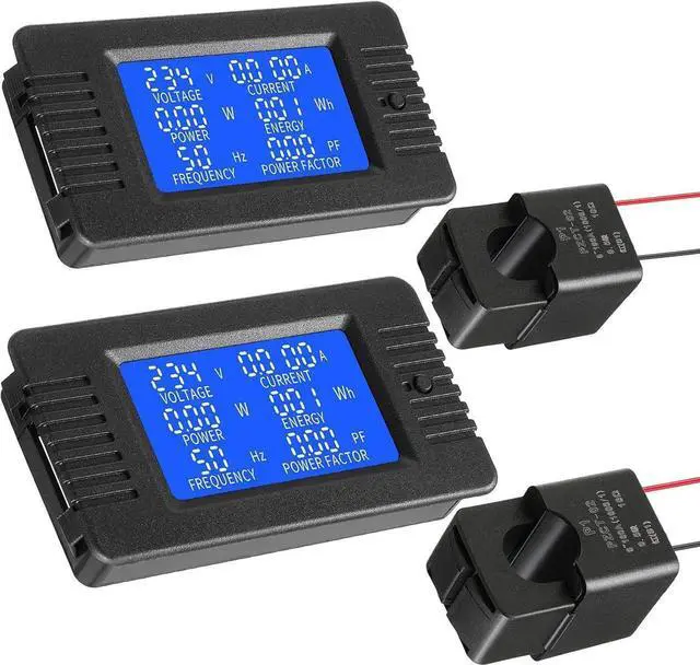 Main image of 2 Pieces AC Power Meter AC 80-260V 100A Crs-022b LCD Digital Voltage and Current Monitor Meter Power Voltmeter Ammeter with 100A Current Split Core Transformer CT