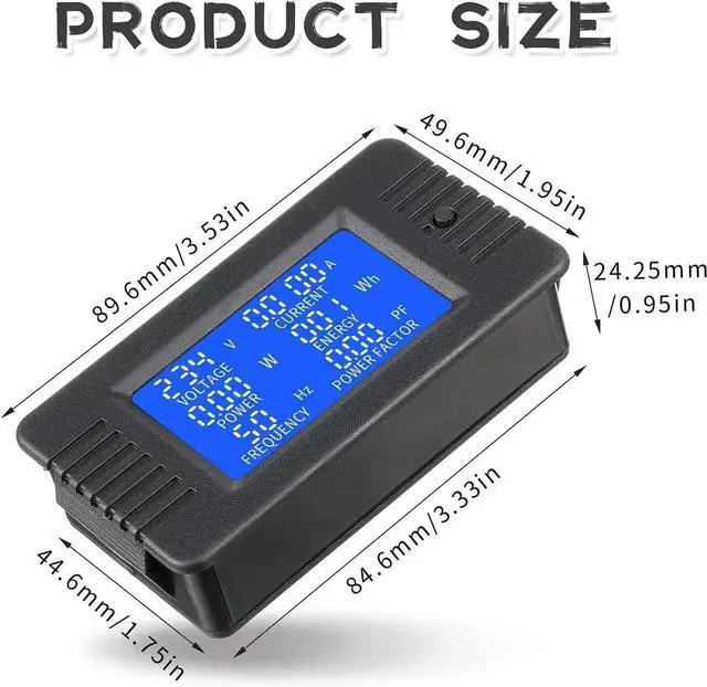 Alt view image 5 of 7 - 2 Pieces AC Power Meter AC 80-260V 100A Crs-022b LCD Digital Voltage and Current Monitor Meter Power Voltmeter Ammeter with 100A Current Split Core Transformer CT