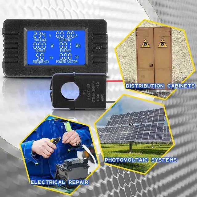 Alt view image 3 of 7 - 2 Pieces AC Power Meter AC 80-260V 100A Crs-022b LCD Digital Voltage and Current Monitor Meter Power Voltmeter Ammeter with 100A Current Split Core Transformer CT