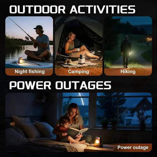 Alt view image 2 of 7 - MyCompix Portable Camping Light, 3500LM Adjustable LED Camping Lantern Rechargeable with 2.5-15H Runtime&Screen, Alloy Waterproof Flashlight for Power Outages, Emergency, Hurricane(2-Pack Orange)