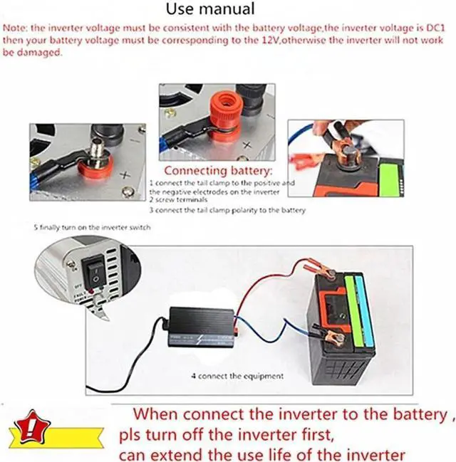 Alt view image 5 of 7 - 1000W Pure Sine Wave Power Inverter 12V DC to 110V 120V AC 60HZ with USB Port for Car/RV Home Solar System