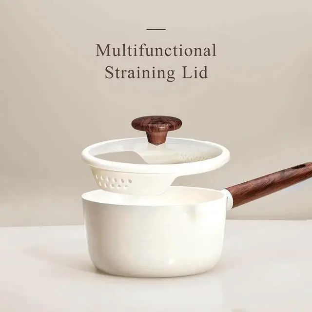 Alt view image 3 of 6 - 2QT & 3QT Sauce Pan Sets with Lid & Ladle Ceramic Nonstick Pot Set Non Toxic Saucepan Small Kitchen Cooking Pots, Easy to Clean, Induction Comptable, PFAS PTFE Free