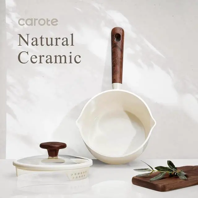 Alt view image 5 of 6 - 2QT & 3QT Sauce Pan Sets with Lid & Ladle Ceramic Nonstick Pot Set Non Toxic Saucepan Small Kitchen Cooking Pots, Easy to Clean, Induction Comptable, PFAS PTFE Free