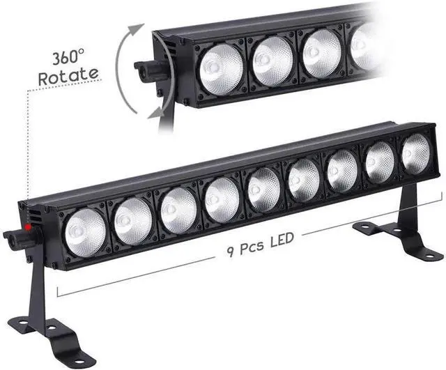 Alt view image 2 of 6 - DJ Light Bar, 9-LED Stage Light Bar Cob Led RGBW Quad Colors DMX Pixel Control Metal Body for DJ Stage Lighting Club Party