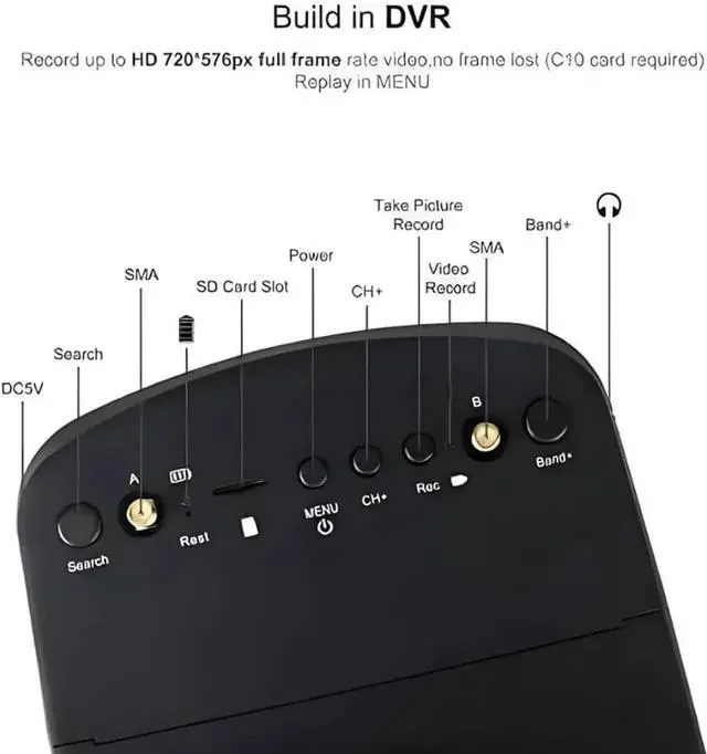 Alt view image 2 of 6 - EV800D FPV Goggles with DVR 5.8G 40CH 5 Inch 800x480 Build in Antenna Battery for Analog FPV Camera and Transmitter FPV Drone RC Car