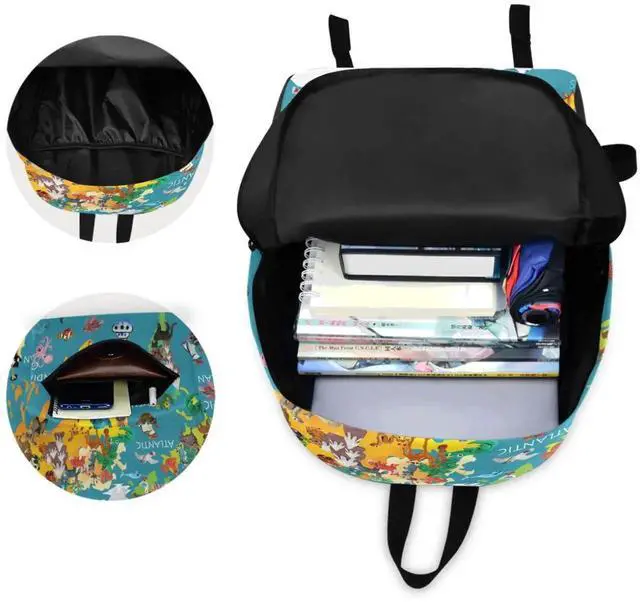 Alt view image 4 of 5 - ZzWwR Cute Cartoon Animal World Map Large Laptop Backpack Durable Travel Computer Bag for Men Women School Bookbag Work