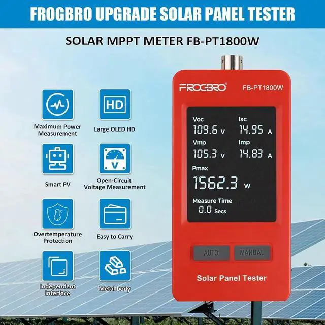 Alt view image 4 of 7 - 1800W Solar Panel Tester PV Multimeter with Sm MPPT & HD OLED Display for Solar Panel Diagnostics and Data Analysis