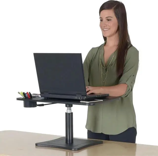 Alt view image 2 of 5 - DC240B High Rise Collection Adjustae Laptop Stand/Platform with Storage Cup, Air Hydraulic Lever Easily Raises and Lowers The Platform, ack