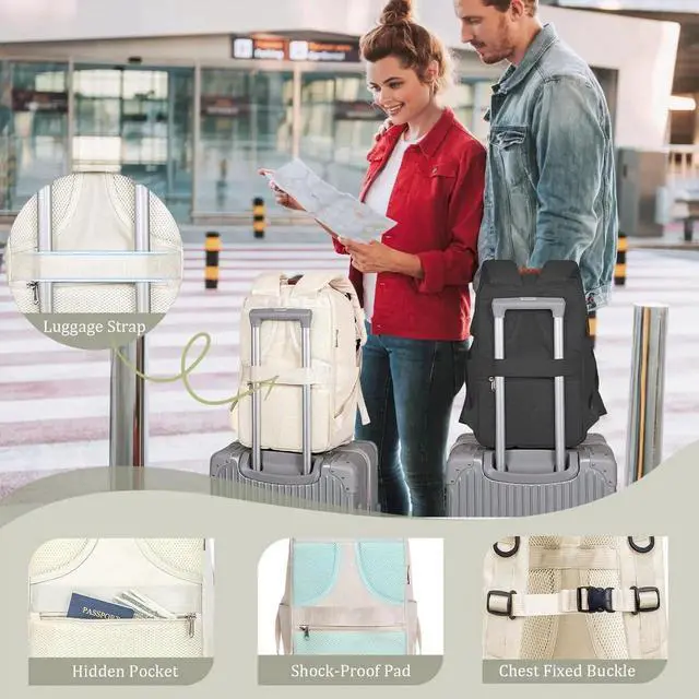 Alt view image 3 of 5 - Lossga Mens Womens Carry On Backpack for Airplanes Personal Item Travel Bag Frontier Spirit Airlines Personal Item Bag 18x14x8 Personal Item Backpack With Laptop Compartment Up to 17" for Women Men