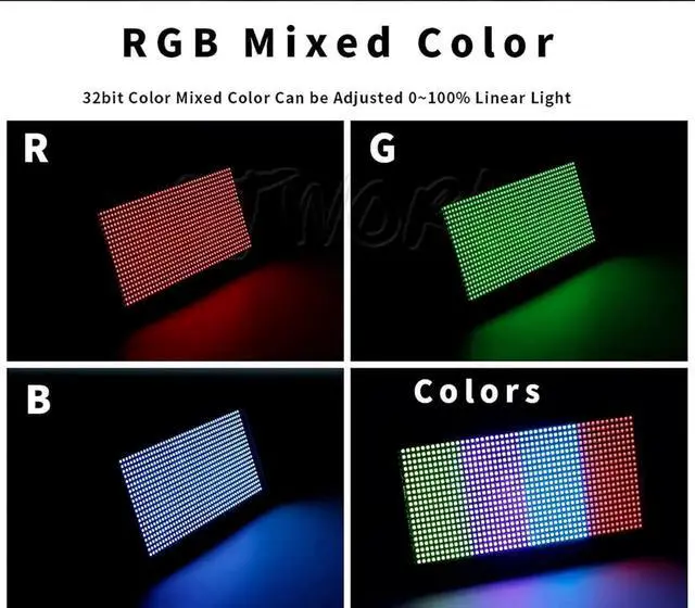 Alt view image 4 of 6 - Stage Light Wash Strobe LED 200W RGB Marquee (8 Segments) Uplights DMX512 Metal Housing DJ Light for Party Disco Wedding Holiday KTV Birthday