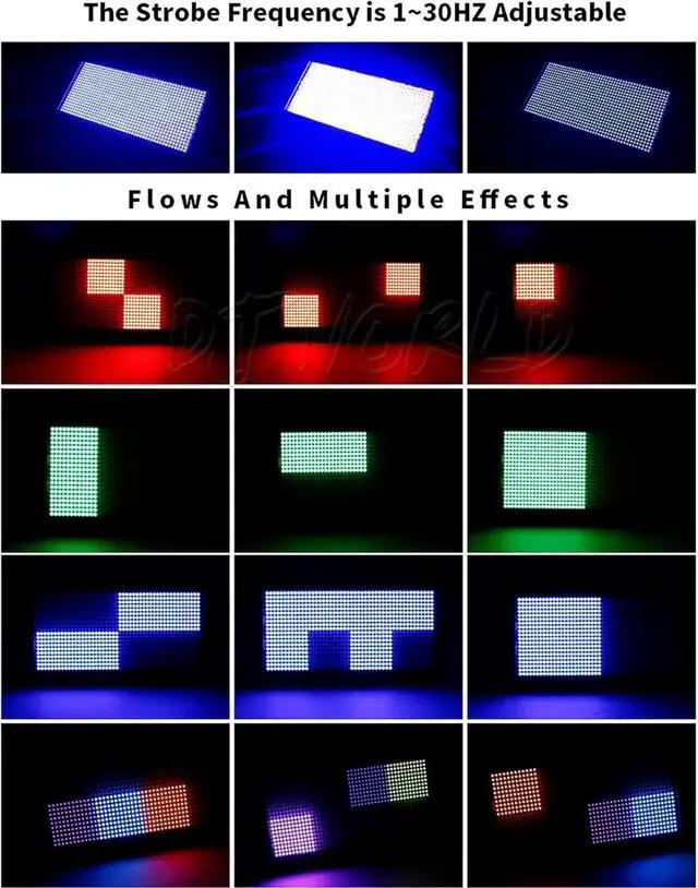 Alt view image 2 of 6 - Stage Light Wash Strobe LED 200W RGB Marquee (8 Segments) Uplights DMX512 Metal Housing DJ Light for Party Disco Wedding Holiday KTV Birthday