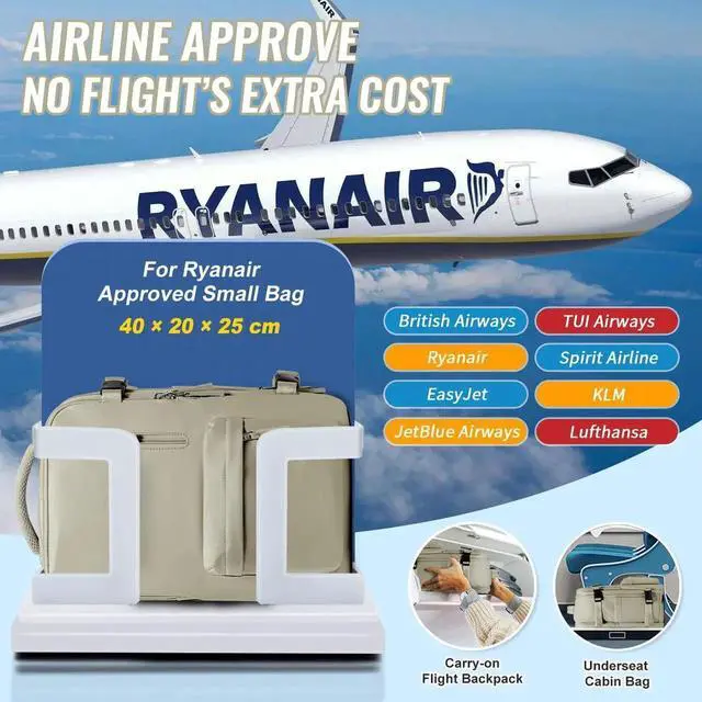 Alt view image 5 of 5 - Travel Backpack Women,Carry On Backpack Flight Approved 18x14x8 inches Bag Spirit Airlines Personal ltem,College Sports Hiking Rucksack Waterproof Outdoor Casual Daypack Laptop Blackpack Men,Brown