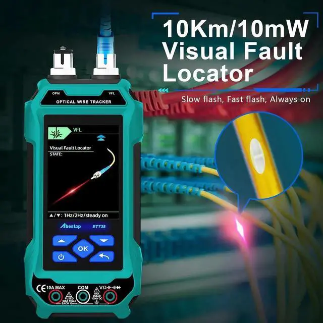 Alt view image 3 of 7 - Network Cable Tester, ET738 2 in 1 Cable Tester with Digital Multimeter Functions Design of 6dBm to 70dBm Optical Power Meter with 3.2" LCD