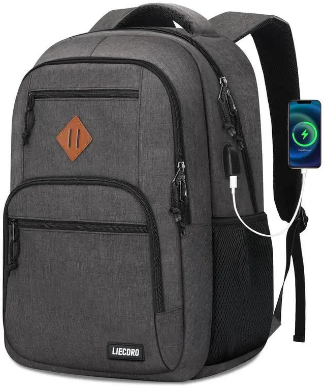 Alt view image 2 of 5 - Black Backpacks for Men, Backpack for School, School Backpack for Boys Teens, 17.3 inch Laptop Back Pack with USB Charging Port, College Book Bag, Business Work Travel Bookbag, mochilas para hombres