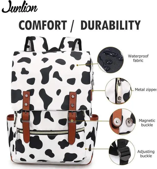 Alt view image 2 of 5 - Junlion Cow Slim Backpack Gift for Girls School Bag College Daypack Travel Rucksack