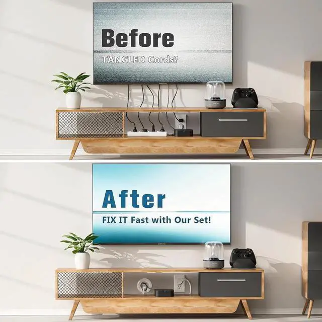 Alt view image 7 of 7 - in Wall Cable Management Kit, Power & Low Voltage Wire Organizer with Hole Saw Drill for Easy TV Wall Mounting, TV Cord Hider for Wall & Clean Look