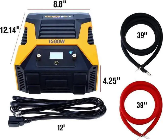 Alt view image 4 of 7 - Plus PWD1500P 1500 Watt Power Inverter with Bluetooth(R) Wireless Technology and Remote Control