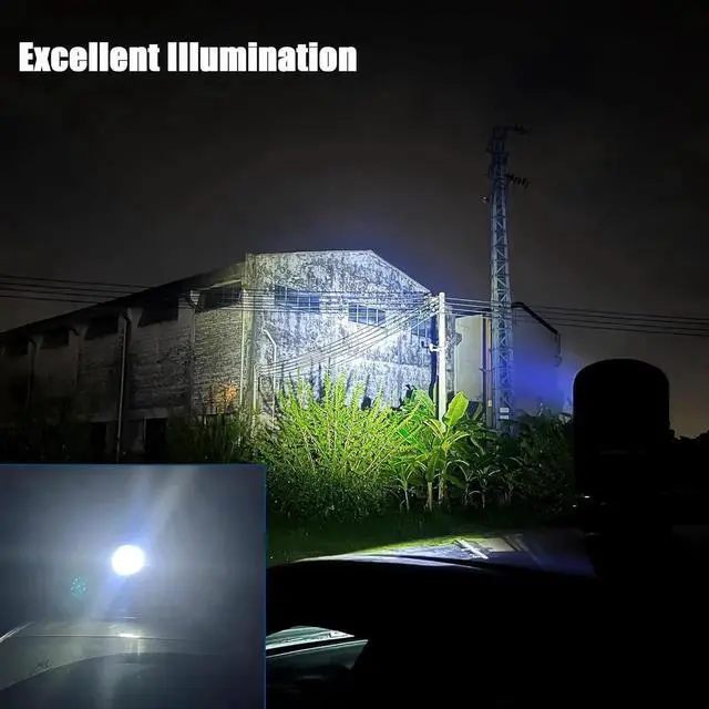 Alt view image 5 of 6 - Remote LED Spot Lights for Trucks, Auto-Return 360 Rotating Search Light for Truck Marine Spotlight 180 Folding Backup Lights 12V 24V, Permanent Mount