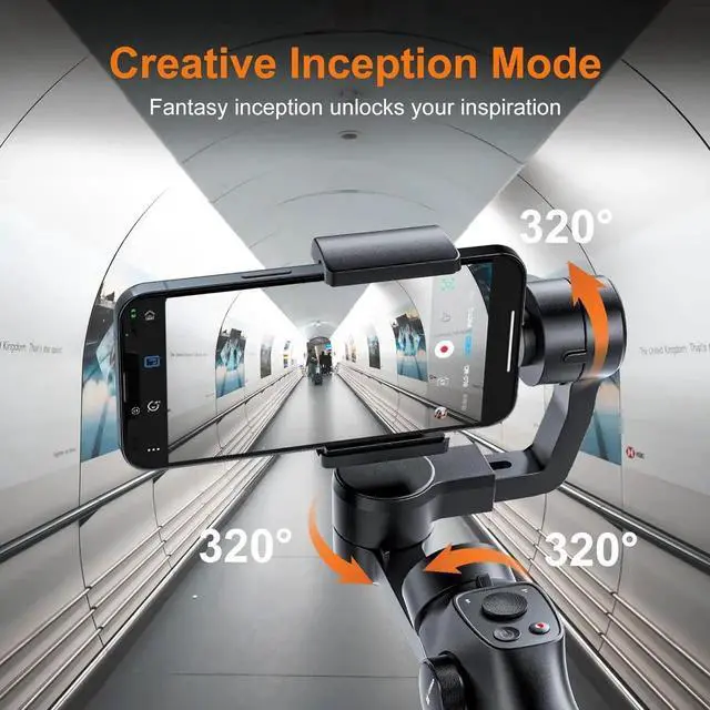 Alt view image 5 of 6 - Gimbal Stabilizer for iPhone, Phone Gimbal w/Focus Wheel Face Tracking for 16 15 Pro Max Android 3-Axis Phone Stabilizer for Video Recording Vlog