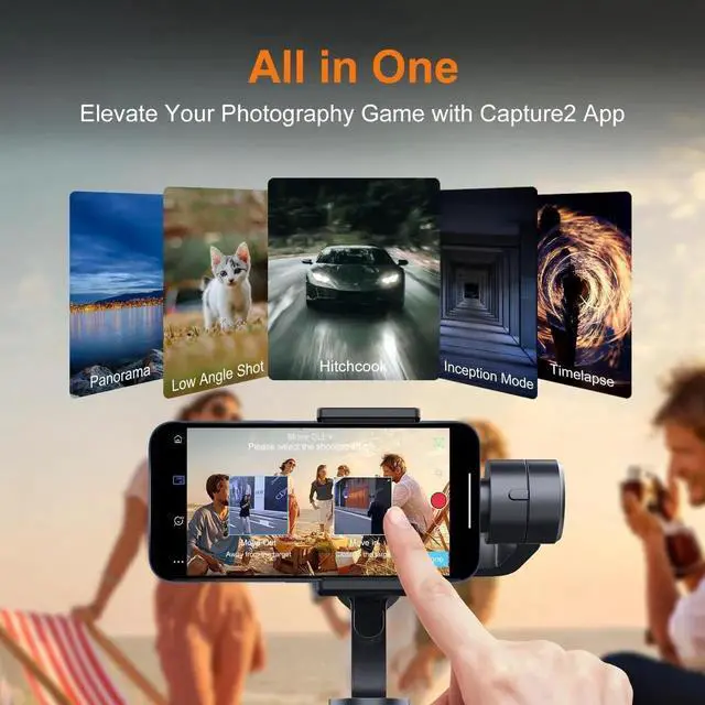 Alt view image 6 of 6 - Gimbal Stabilizer for iPhone, Phone Gimbal w/Focus Wheel Face Tracking for 16 15 Pro Max Android 3-Axis Phone Stabilizer for Video Recording Vlog