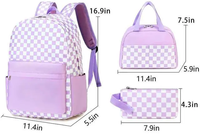 Alt view image 4 of 5 - Sunborls Teens Girls Lightweight and Large Capacity Waterproof Bookbags Backpack with Lunch Box and Pencil Case 3 in 1 Back To School Gift Bookbag Casual Daypack Travel Laptop BackpackPlaid Pink