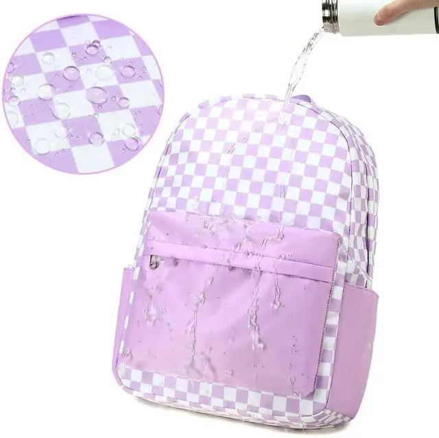 Alt view image 5 of 5 - Sunborls Teens Girls Lightweight and Large Capacity Waterproof Bookbags Backpack with Lunch Box and Pencil Case 3 in 1 Back To School Gift Bookbag Casual Daypack Travel Laptop BackpackPlaid Pink