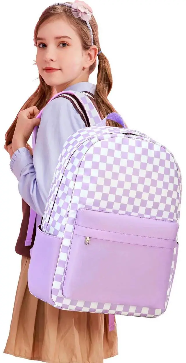Alt view image 2 of 5 - Sunborls Teens Girls Lightweight and Large Capacity Waterproof Bookbags Backpack with Lunch Box and Pencil Case 3 in 1 Back To School Gift Bookbag Casual Daypack Travel Laptop BackpackPlaid Pink