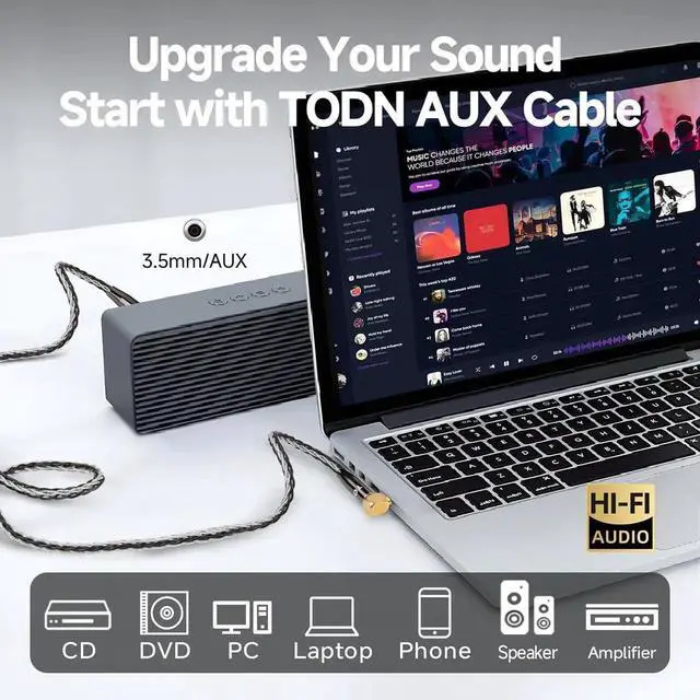 Alt view image 5 of 7 - Hi 3.5mm Audio Cable for Audiophile 90 Degree AUX to AUX Cord with OCC+Silver Core for Car Stereo/Headphones/Tablets (1.64ft/0.5m)