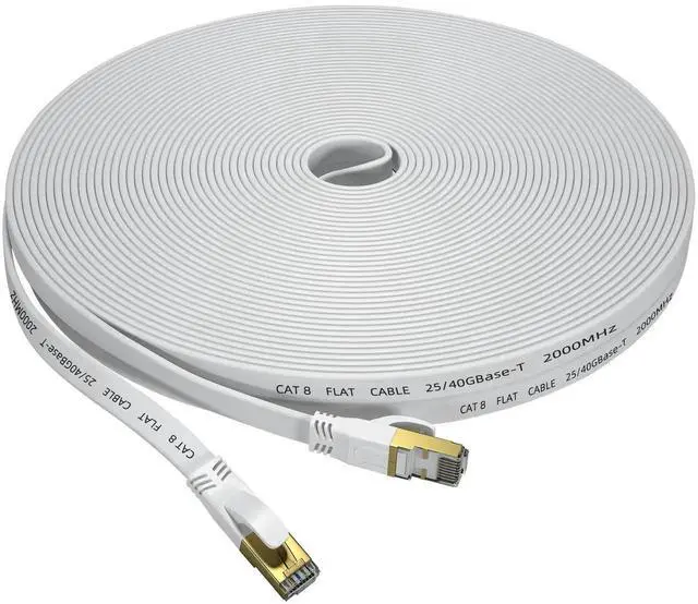 Main image of Cat 8 Ethernet Cable 85 FT, Outdoor&Indoor High Speed Heavy Duty Network LAN Internet Cable,SFTP Gold Plated RJ45 40Gbps 2000Mhz Patch Cord, for Modem/Router/Gaming,Faster Than Cat7/Cat6/Cat5-White