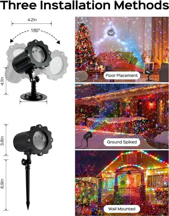 Alt view image 3 of 7 - Chrias Light Projector, 3 Color Firefly Laser Lights with Remote Control, Outdoor Projector Lights for Chrias se Decorations, 2-Pack