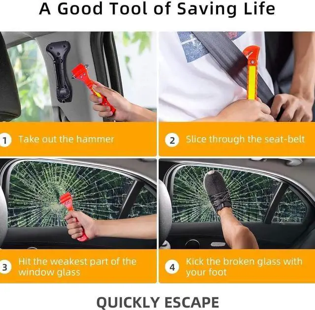 Alt view image 4 of 7 - 20 Pack Car Safety Hammer, 2 in 1 Car Escape Tool Seatbelt Cutter and Car Window Glass Hammer Breaker for Home Rescue and Car Emergency Escape Tools
