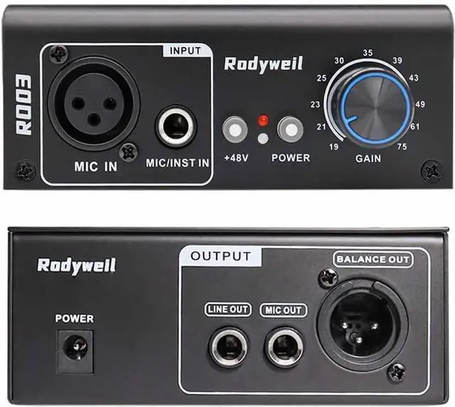 Main image of Mic Preamp with 19~75db Adjustable Gain Boost Balaneced Line Out and 48V for Dynamic, Condenser,Ribbon Microphone, Audio Interface, Audio Mixer