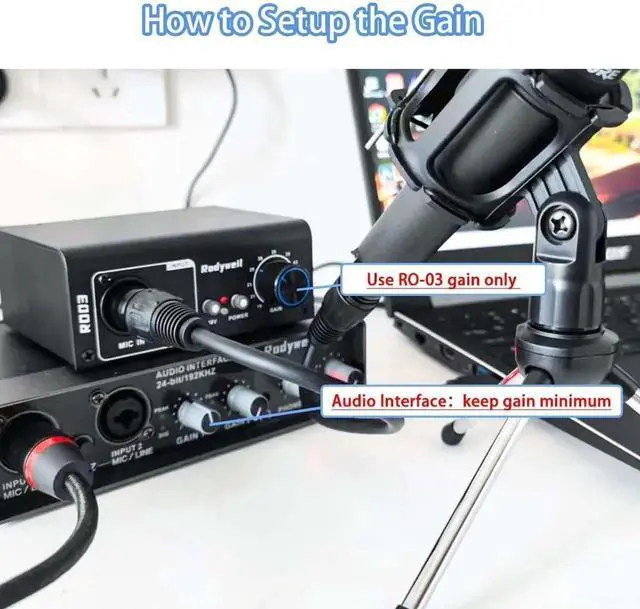 Alt view image 2 of 6 - Mic Preamp with 19~75db Adjustable Gain Boost Balaneced Line Out and 48V for Dynamic, Condenser,Ribbon Microphone, Audio Interface, Audio Mixer