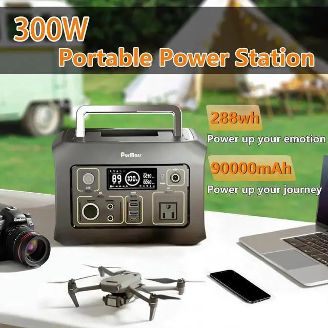 Alt view image 4 of 7 - Portable Power Station 300W(Peak 500W), 288Wh (90,000mAh) Solar Generator with 110V Pure Sine Wave AC Outlet, lifepo4 Battery Portable Power Bank for Outdoor Camping, Traveling, and Emergencies
