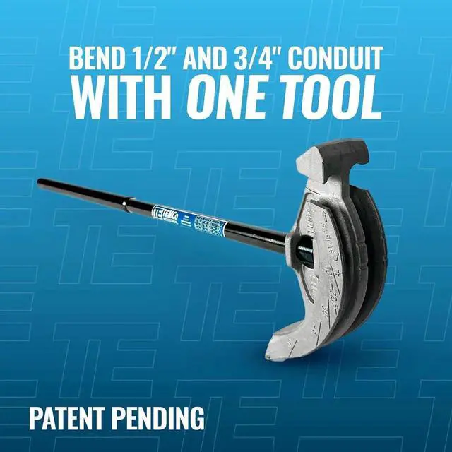 Alt view image 7 of 7 - TEMCo 2 in 1 Dual Shoe Conduit Bender - 1/2" & 3/4" EMT, 1/2" Rigid - 2 Benders in 1 Tool