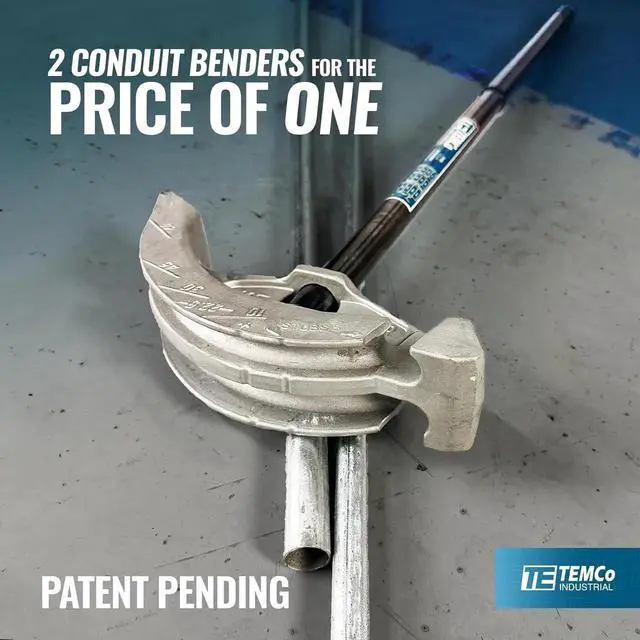 Alt view image 4 of 7 - TEMCo 2 in 1 Dual Shoe Conduit Bender - 1/2" & 3/4" EMT, 1/2" Rigid - 2 Benders in 1 Tool
