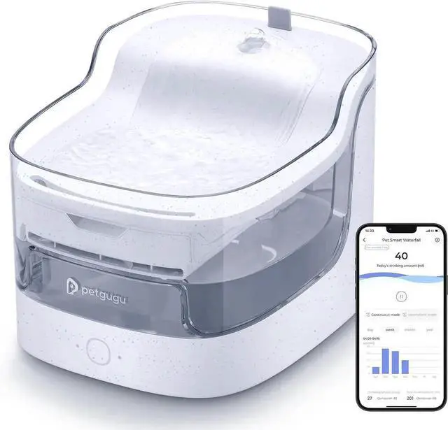 Main image of 2L Cat Water Fountain Smart App Control,8 Layers Filtration Automatic Dispenser for Cats Dogs pet Wireless Pump 2.4G WiFi PF1 Marbre -