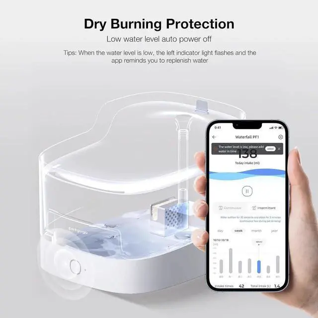 Alt view image 6 of 7 - 2L Cat Water Fountain Smart App Control,8 Layers Filtration Automatic Dispenser for Cats Dogs pet Wireless Pump 2.4G WiFi PF1 Marbre -