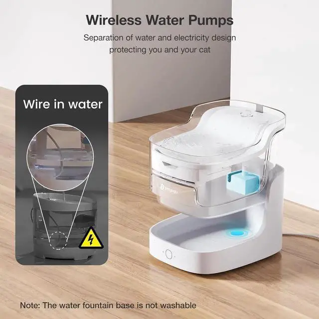 Alt view image 5 of 7 - 2L Cat Water Fountain Smart App Control,8 Layers Filtration Automatic Dispenser for Cats Dogs pet Wireless Pump 2.4G WiFi PF1 Marbre -