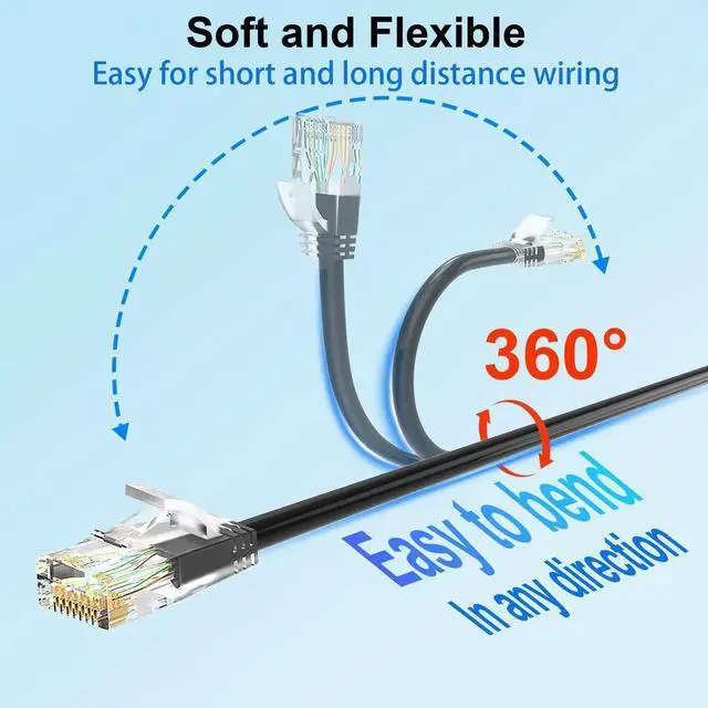 Main image of Xcftaud Cat 6 Patch Cables 15 feet (10Pack), Slim Cat6a Ethernet Patch Cable 10Gbps 550Mhz, UTP Pure Copper Patch Cables Cat6, Flexible Thin Cat6a Patch Cable for Network Devices Setup, Black