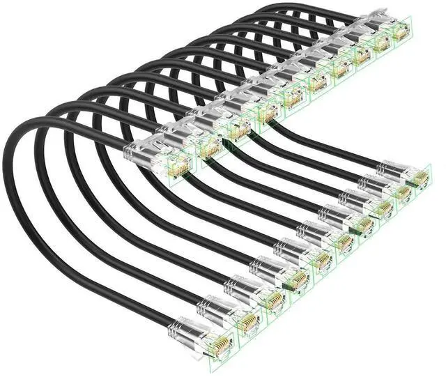 Alt view image 5 of 5 - Xcftaud Cat 6 Patch Cables 15 feet (10Pack), Slim Cat6a Ethernet Patch Cable 10Gbps 550Mhz, UTP Pure Copper Patch Cables Cat6, Flexible Thin Cat6a Patch Cable for Network Devices Setup, Black