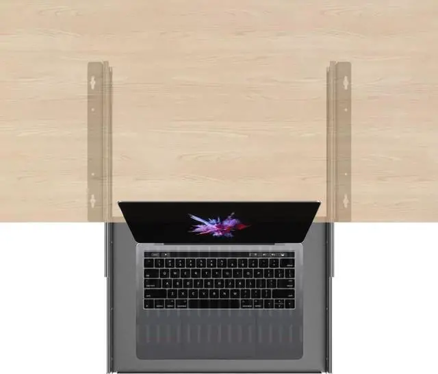 Alt view image 3 of 6 - Sliding Under Desk Laptop Mount Shelf with Air Vents, W 16.3" x D 12" Metal Under Desk Slide Out Tray for Laptop (16 Inch Wide)