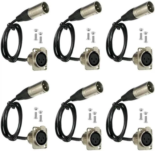 Main image of Premium XLR Pass Through Cable, No Solder, for Stage Box, Patch Panel, Floor Box - No Solder for Pro Audio Installations (Female to Male 6-Pack)