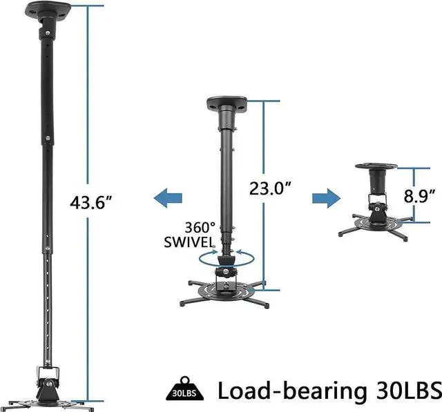 Alt view image 4 of 7 - Full Motion Universal Ceiling Projector Mount Brat with Adjustae Height and tendae Arms Rotating Swivel Mount for Home and Office Projector (ack)