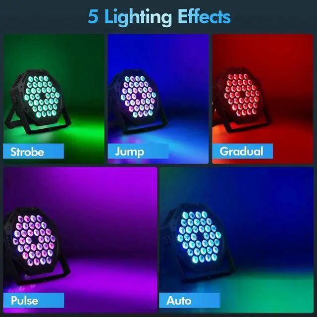 Alt view image 4 of 7 - Rechargeable LED Par Can Lights, RGB Battery Powered Stage Uplights with Sound Activated Remote & DMX Control for Festival Event Wedding Bar Church