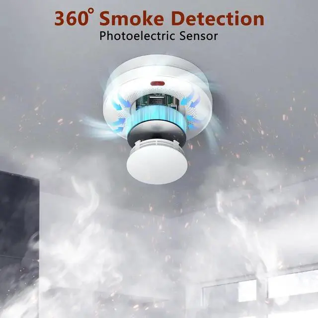Alt view image 5 of 7 - Smart Smoke Detector Fire Alarm, , Wi-Fi Smoke Detector with App, uetooth Wireless Smoke Alarms with Battery Operated, 6 Pack
