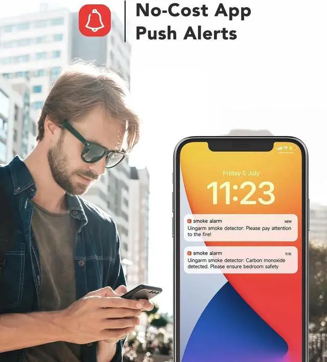 Alt view image 4 of 7 - Smart Smoke Detector Fire Alarm, , Wi-Fi Smoke Detector with App, uetooth Wireless Smoke Alarms with Battery Operated, 6 Pack