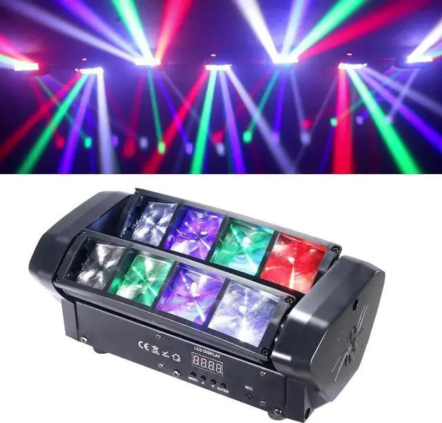 Main image of Mini Spider Moving Head Light 8x5W Beam LED Stage Lights RGBW Sound Activated DMX-512 Control for DJ Party Bar Disco Show Wedding Event Stage Lighting